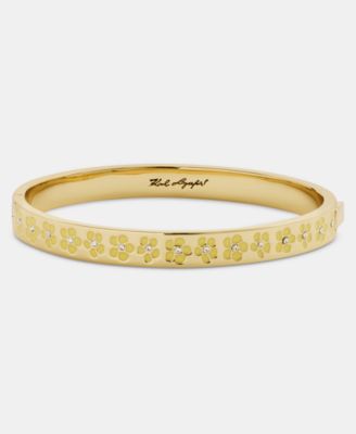 Gold-Tone Yellow Flower Bangle Bracelet