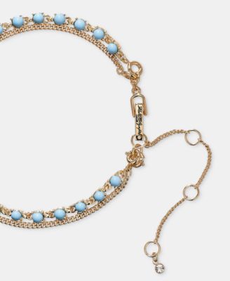 Metal-Tone Two-Row White Karl Pendant Necklace