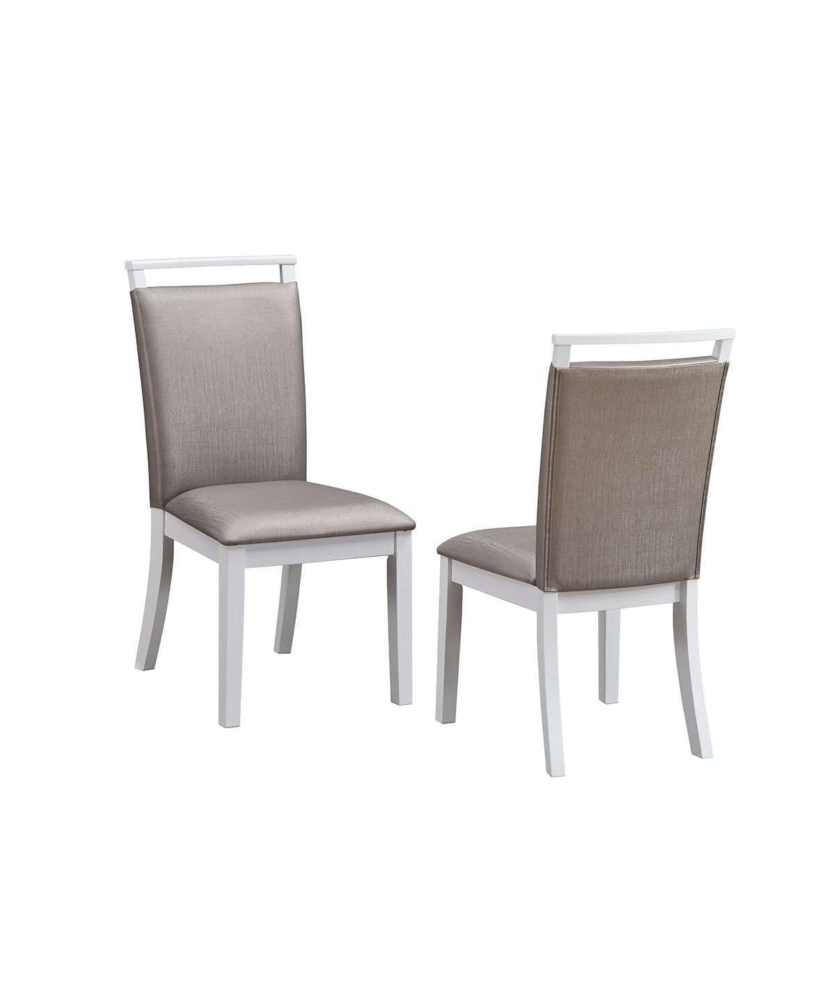 Kings Brand Furniture Set of 2 White & Champagne Modern Dining Chairs – Upholstered Polyester with Wood Legs