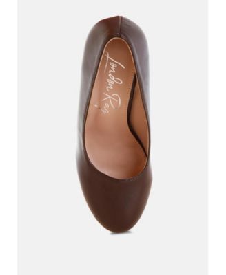 Womens Damsor Faux Leather Block Heel Pumps