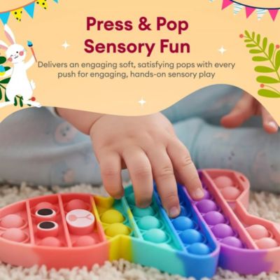 Easter Pop It & Plush Bunny Bundle, 3-Pack Bunny, Chicken & Egg Fidget Pops with 13-inch Plush Bunny with Bow, Perfect Easter Gift Toys