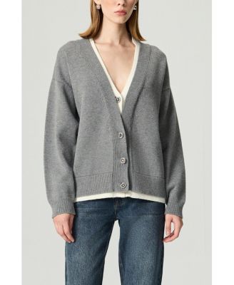 Women's Crystal-Button V-Neck Cardigan