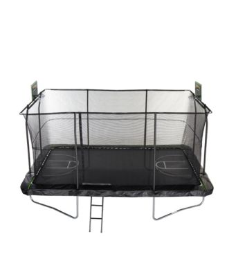 Rectangle Trampoline with 2 Powder Coated Basketball Hoops & Breakaway Rim and Ladder