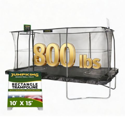 Детская игрушка JumpKing Rectangle Trampoline with Basketball Hoops & Breakaway Rim, 800 lb Capacity, Ages 6+