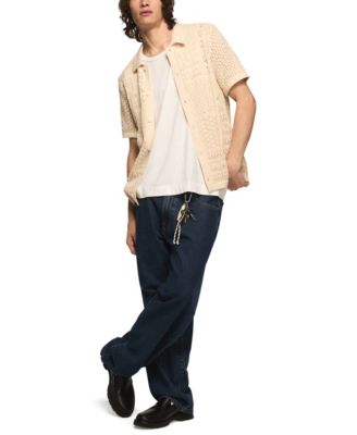 Men's Granny Square Button-Down Sweater