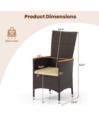 Outdoor Wicker Dining Chairs Set of 4 with High Back Support