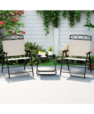 4 Pack Patio Folding Chairs w/ Backrests & Armrests Metal Frame Outdoor