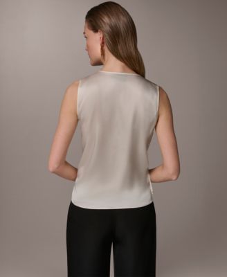 Women's Short-Sleeve Draped Neck Blouse