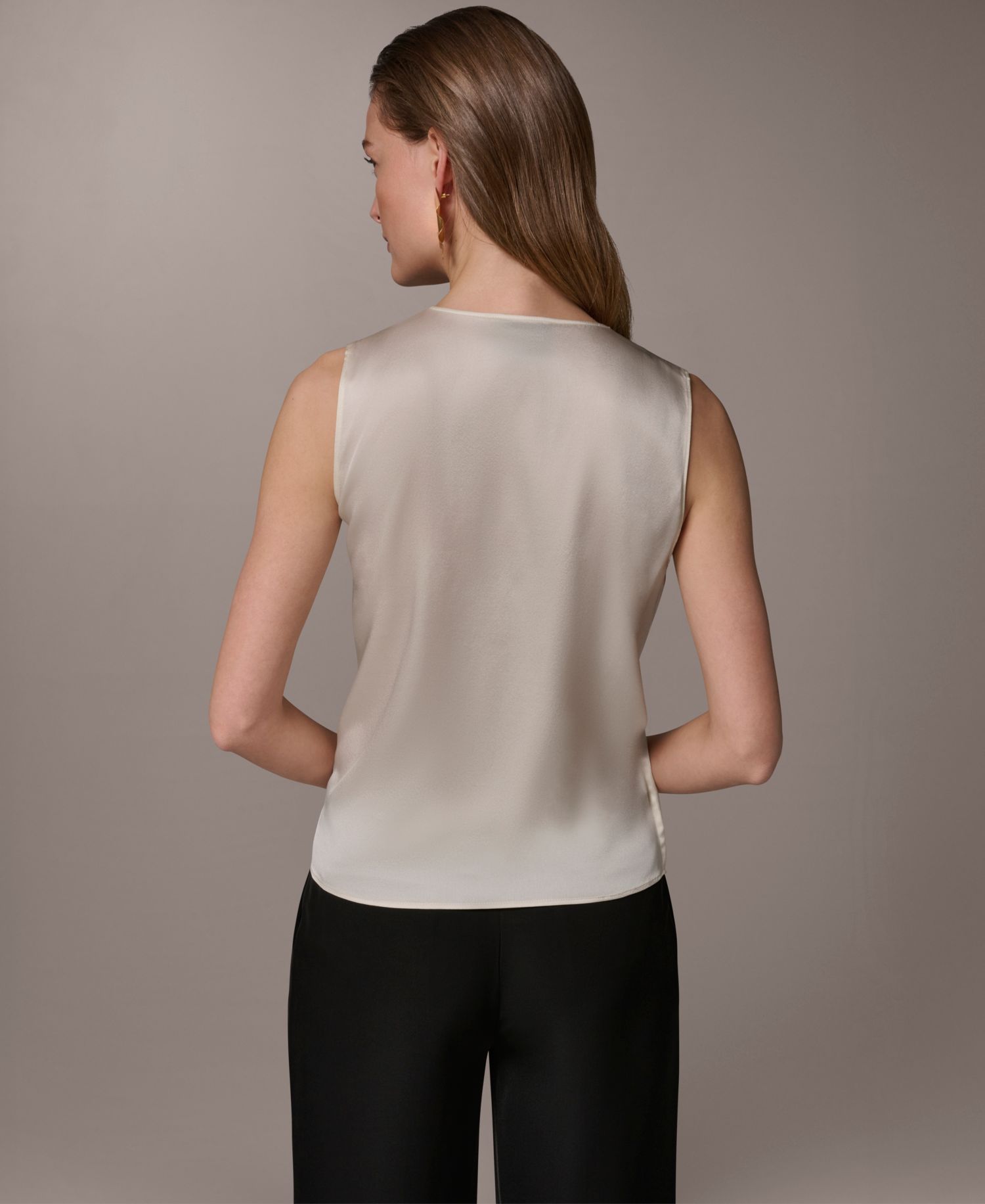 Women's Sleeveless Silk Draped Neck Blouse