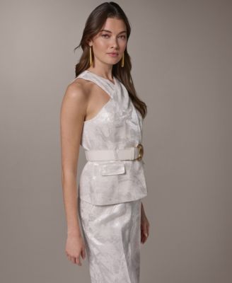 Women's Crossover Belted Sleeveless Top