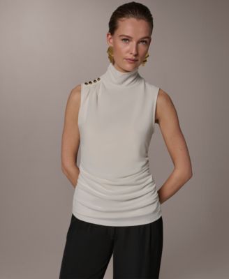 Donna Karan New York - Women's Sleeveless Button Shoulder Top