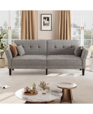 89" Futon Sofa Bed – Convertible Sleeper Sofa with Adjustable Backrest and Armrests – Modern Loveseat for Living Rooms, Bedrooms, Apartments