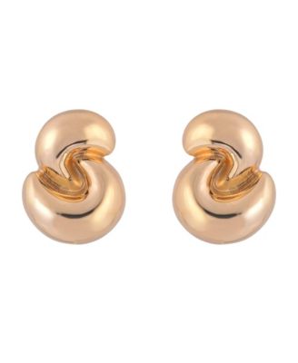 Gold Tone Knotted Button Earring
