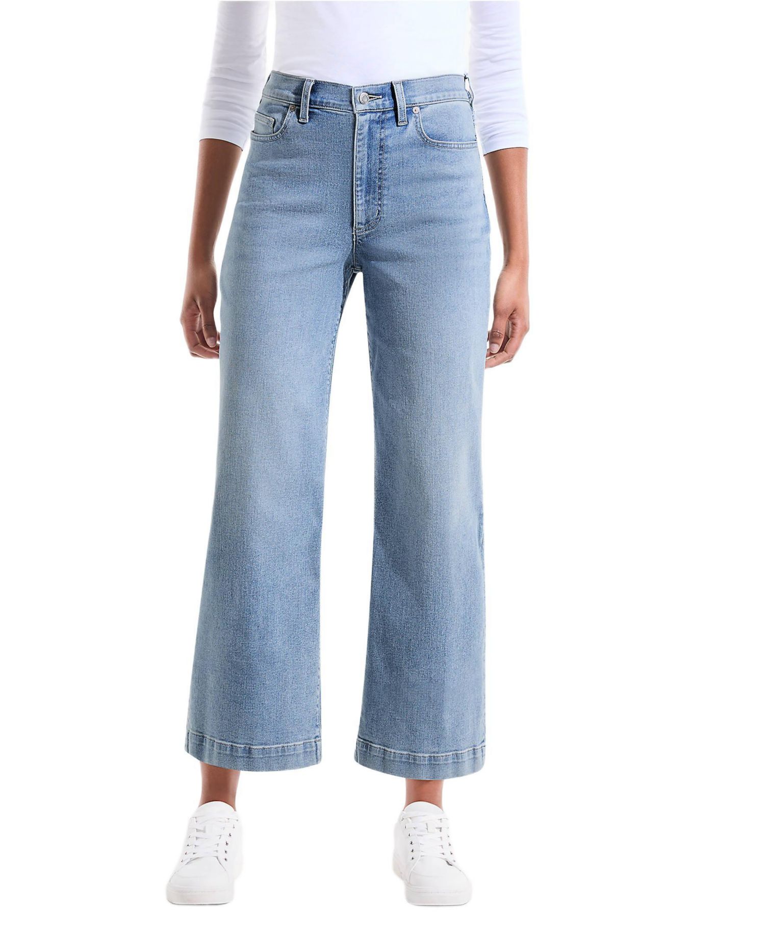 Petite Recover Denim High Rise Wide Leg Crop Jeans