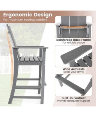 Outdoor Adirondack Bar Height Chair with Ergonomic Back