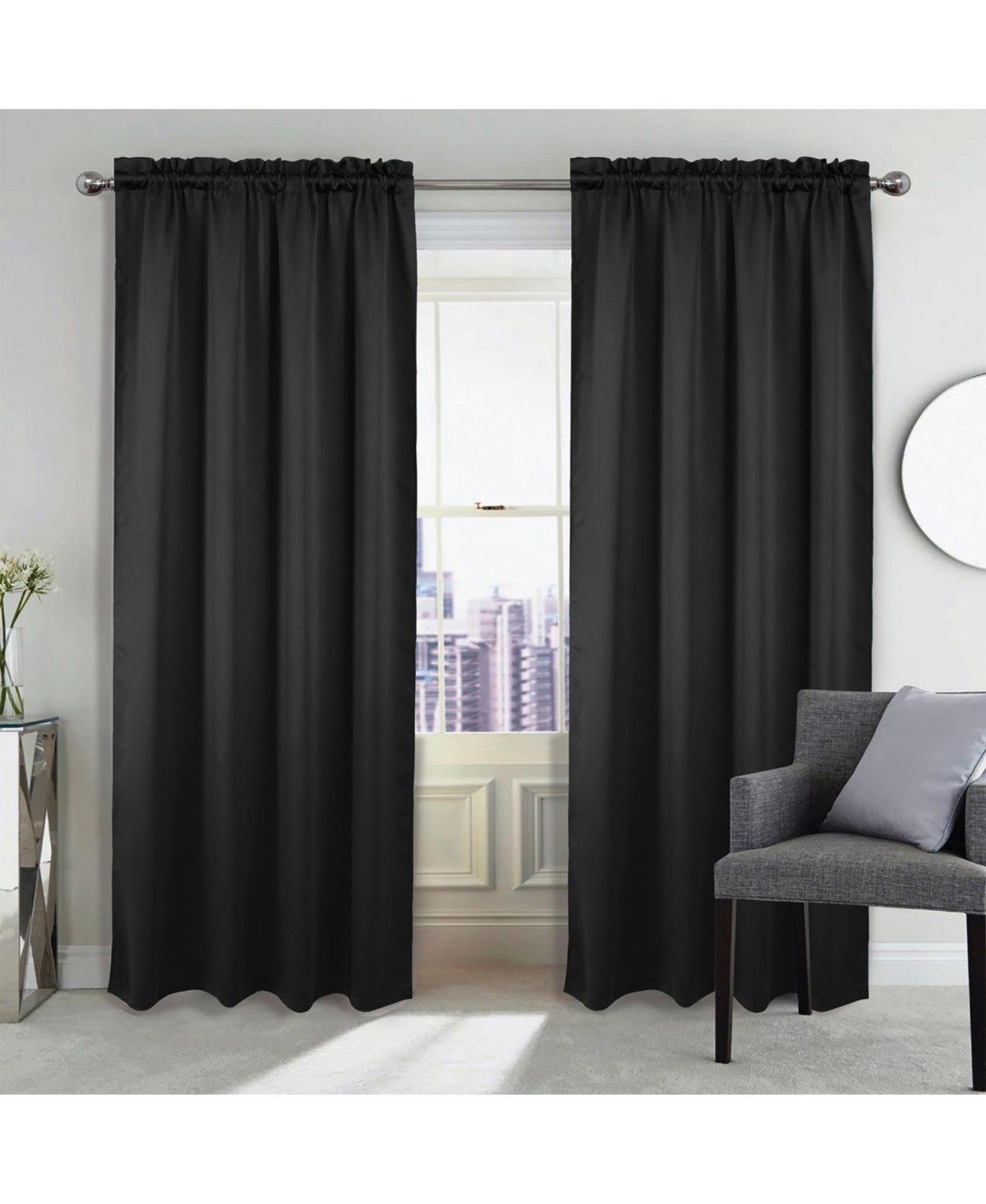 Rt Designers Collection 100% Polyester Twilight Blackout Rod Pocket Curtain Panel 54" x 84"