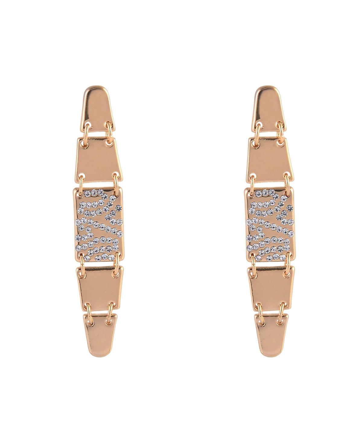 Laundry by Shelli Segal Tone Linear Earrings with Pave Crystal Stone Accents