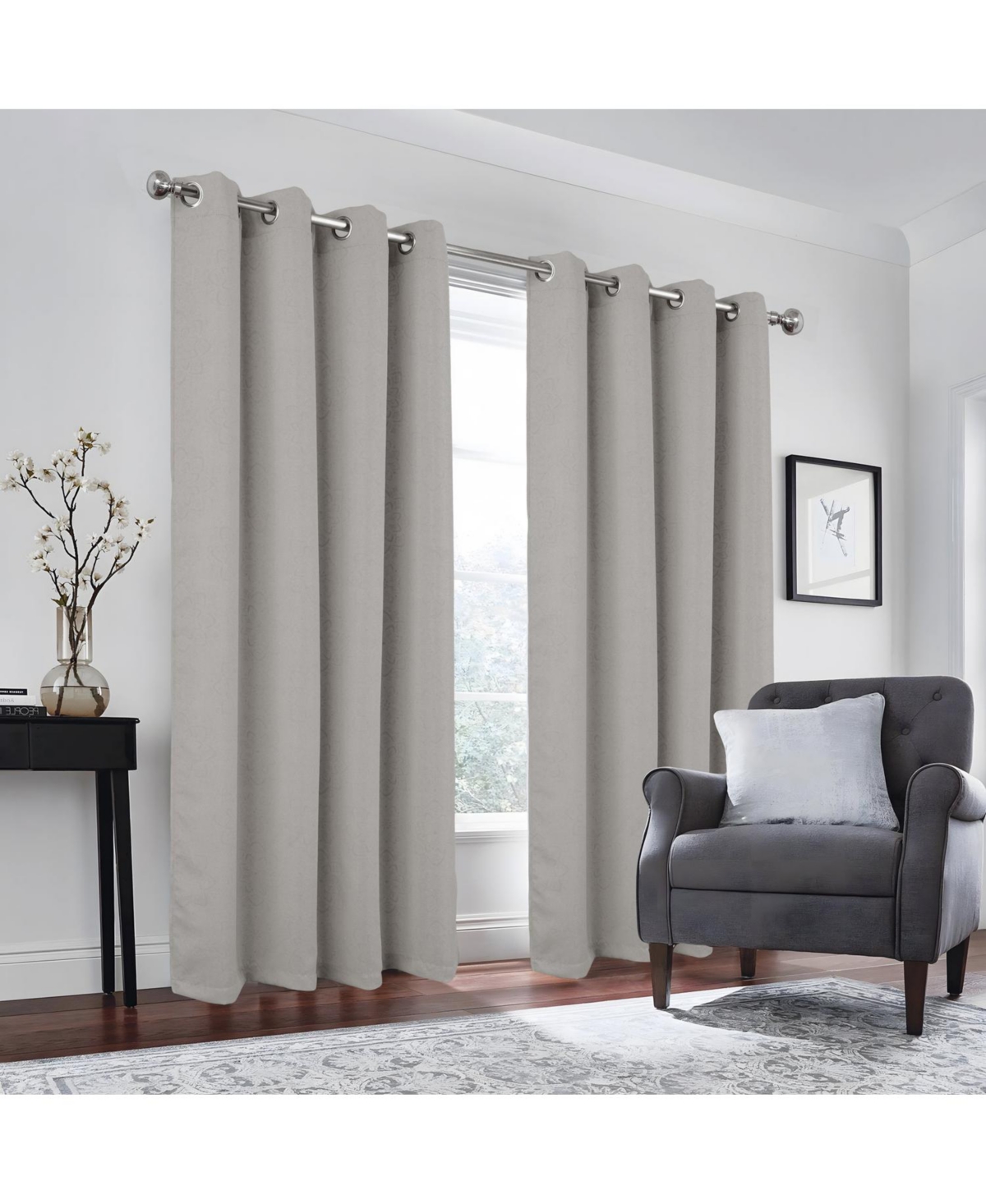 Rt Designers Collection 100% Polyester 190 Gsm Tilley Revisible Blackout Grommet Curtain Panel 54" x 84"