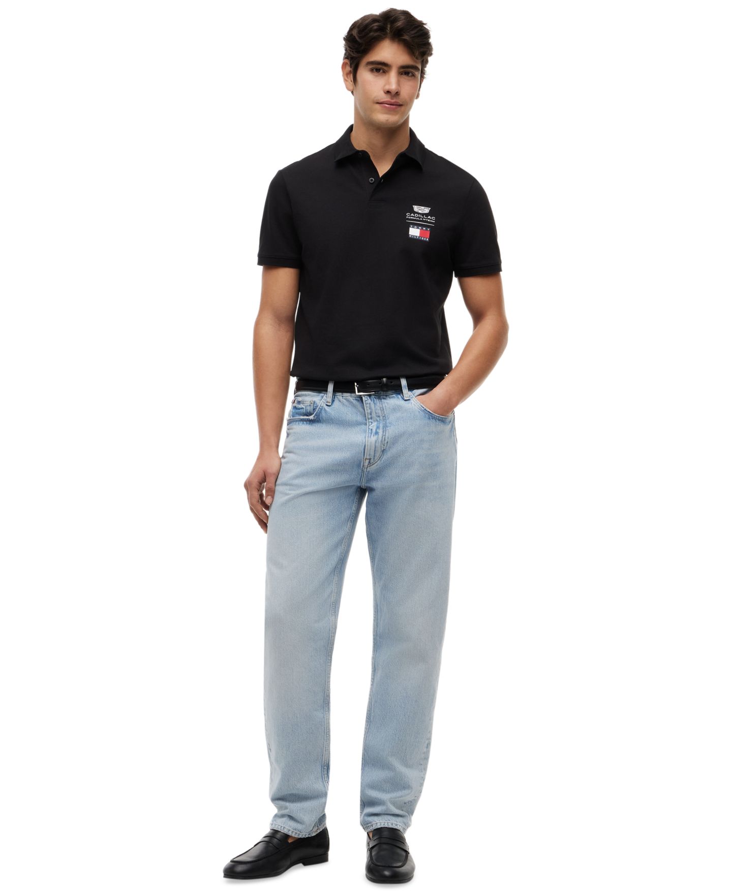 Мужское поло Tommy Hilfiger x Cadillac F1® Logo Polo Shirt, цвет: Чёрный — фото 2