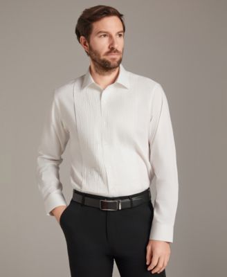 Men's Slim Fit Pleated Dress Shirt
