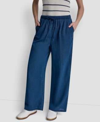 DKNY Jeans Women's Relaxed Encased Elastic Waistband Pants - Macy's