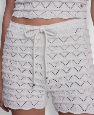 Women's Pointelle Stitch Tie-Front Shorts