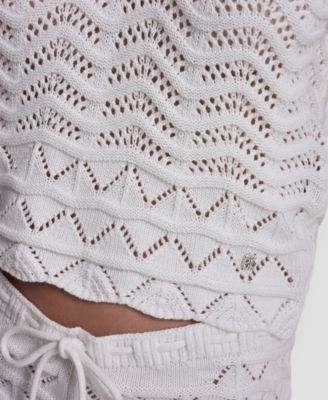 Women's Short-Sleeve V-Neck Polo Cropped Sweater