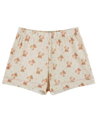 Girls' 6-16 Button-Down Shirt and Shorts, 2-Piece Pajama Set