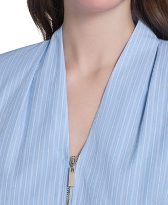 Women's Striped V-Neck Midi Dress