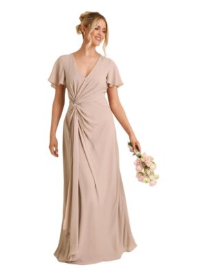 Women's Knot Front Chiffon Bridesmaid Dress