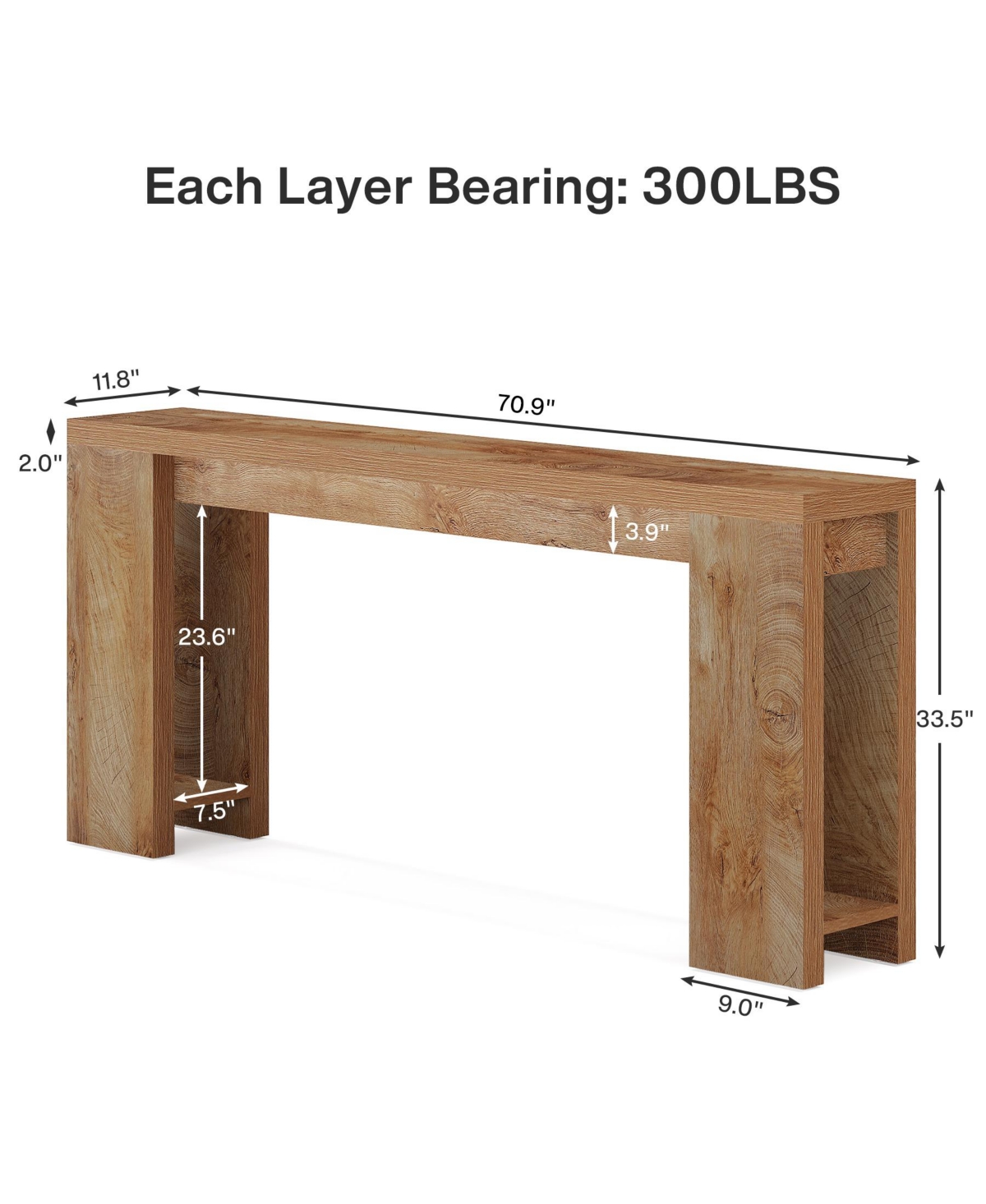 Tribesigns 70.9-Inch Extra Long Console Table, Farmhouse Wood Sofa Table Behind Couch, Narrow Entryway Accent for Living Room
