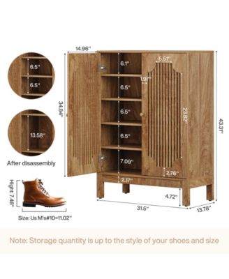 Shoe Cabinet with Doors, 5-Tier Shoe Storage Cabinet with Adjustable Shelves