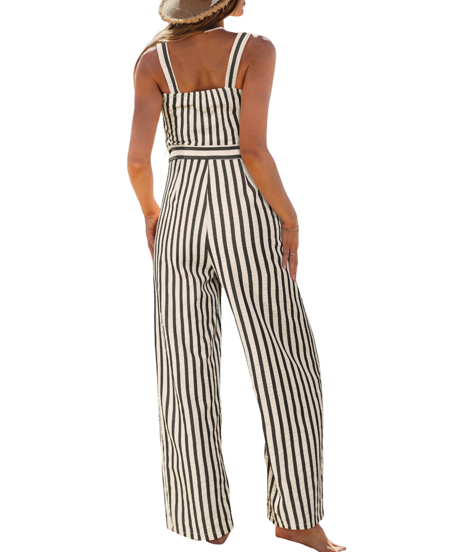 Women's V-Neck Zipper Closure Unlined Jumpsuit