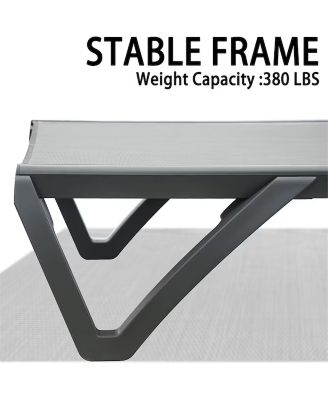 set of 2 outdoor chaise lounges with woven polypropylene seats and stackable aluminum frames durable, stylish, and perfect for patios