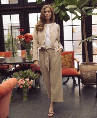 Women's Contrast Patch Pocket Crew Neck Jacket