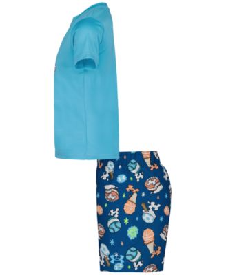 Boys' 4-7 Ice-Cream Printed Swim T-Shirt and Shorts, 2-Piece Set