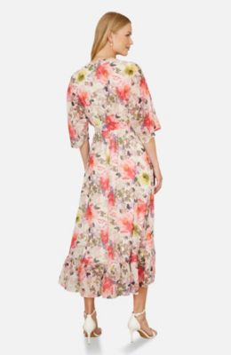 Women's Ruffle-Hem Wrap Midi Dress