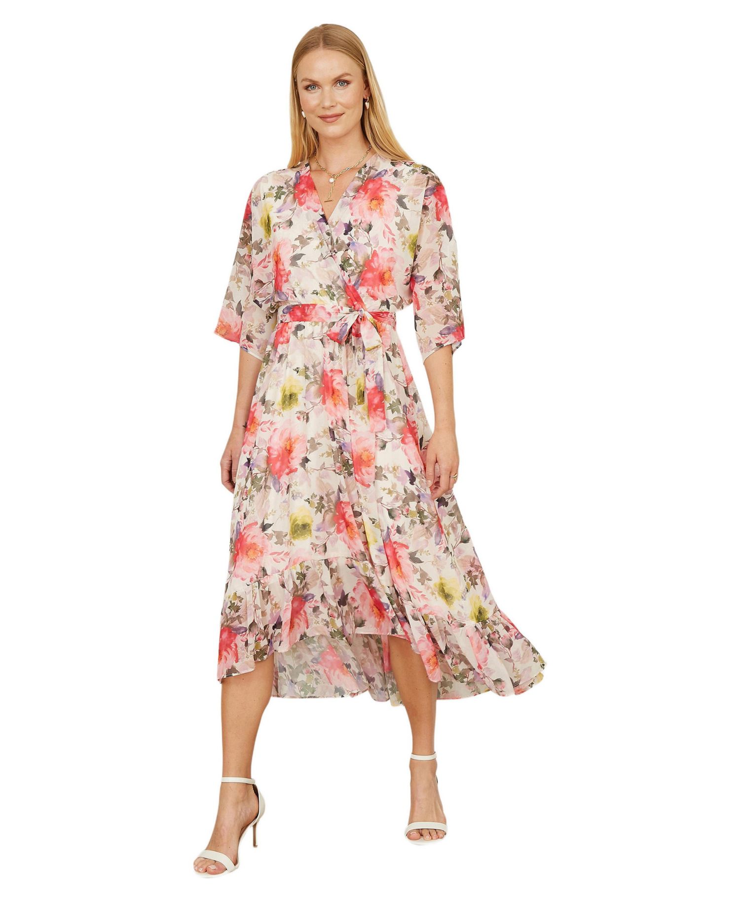 Women's Ruffle-Hem Wrap Midi Dress