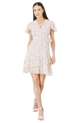 Women's Ditsy Print Frill Wrap Dress