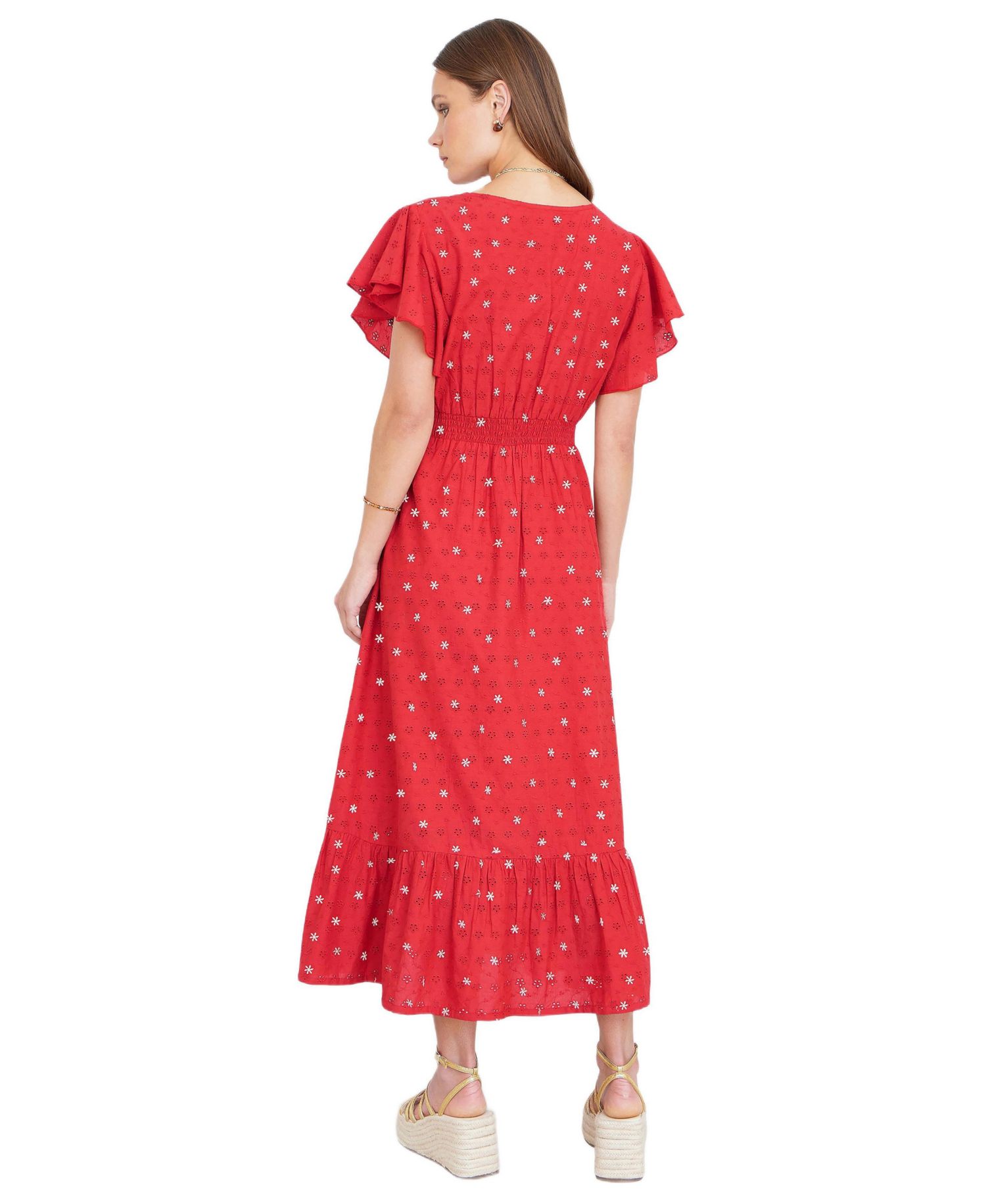 Women's Broderie Anglaise Wrap Midi Dress