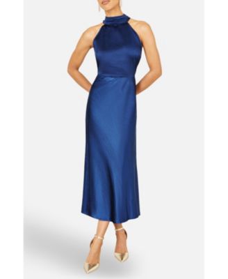 Women's Satin Halter Neck Midi Dress