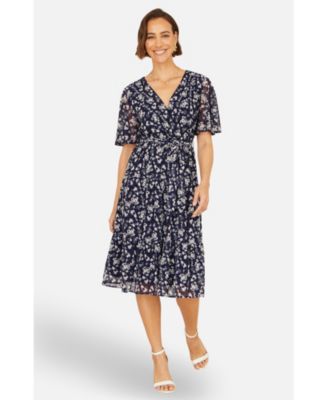 Women's Floral Mesh Wrap Dress
