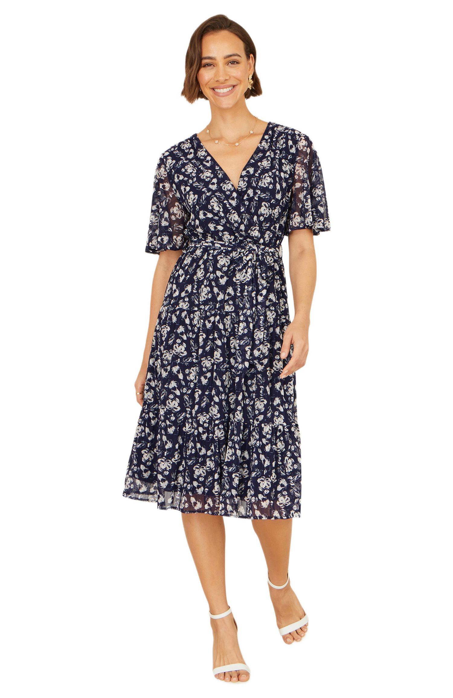 Women's Floral Mesh Wrap Dress