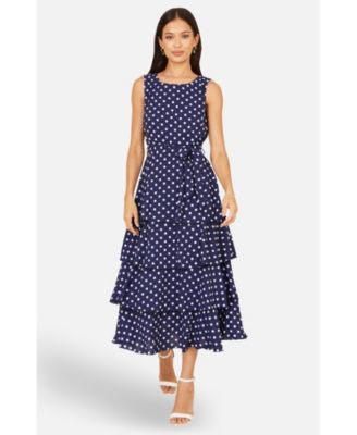 Women's Spot Tiered Midi Dress