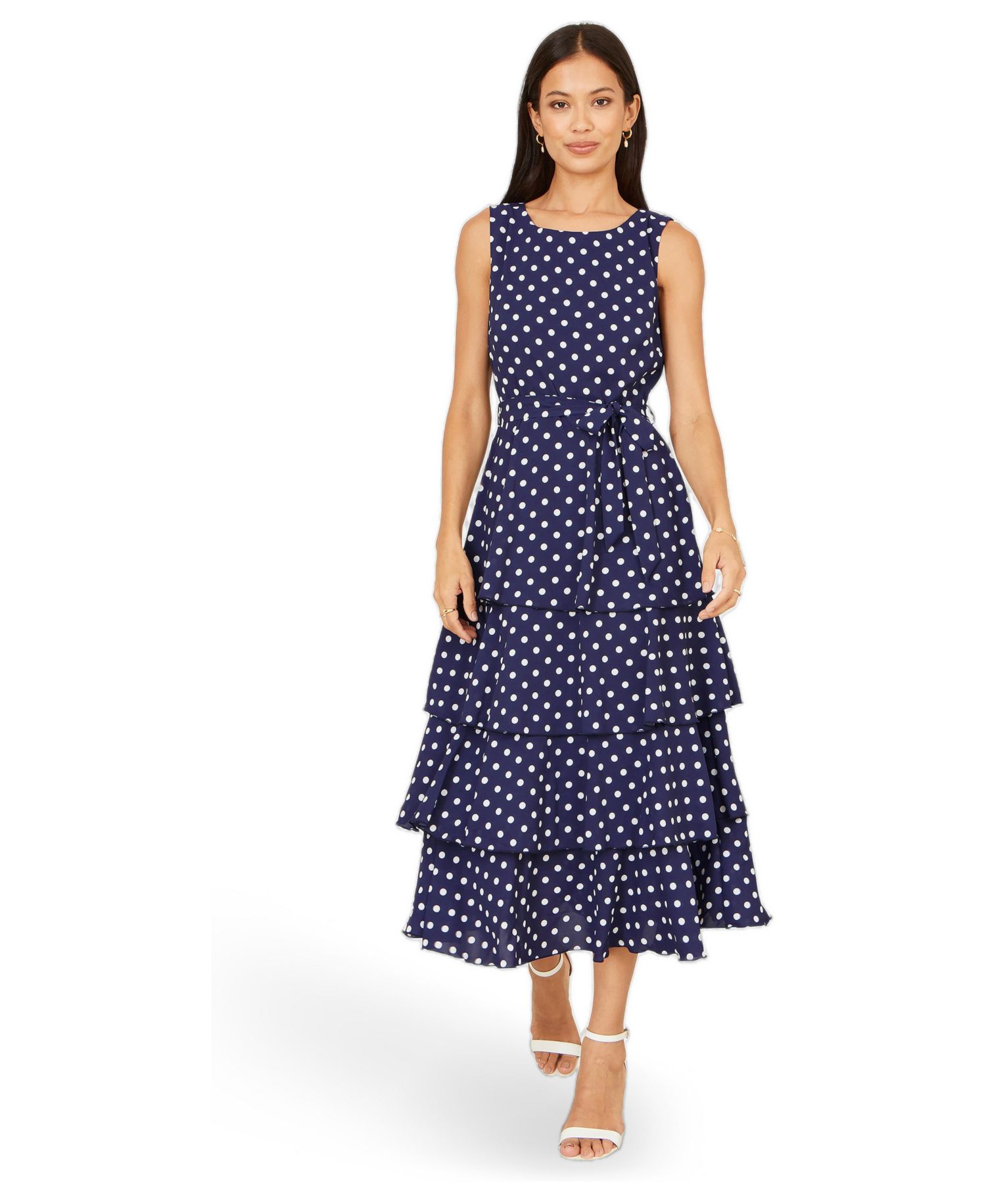 Women's Spot Tiered Midi Dress