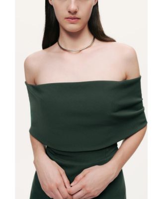 Women's Off-Shoulder Fold over Column Midi Dress