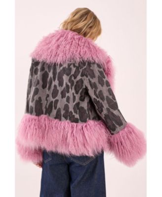 Women's Printed Shearling Leather Jacket