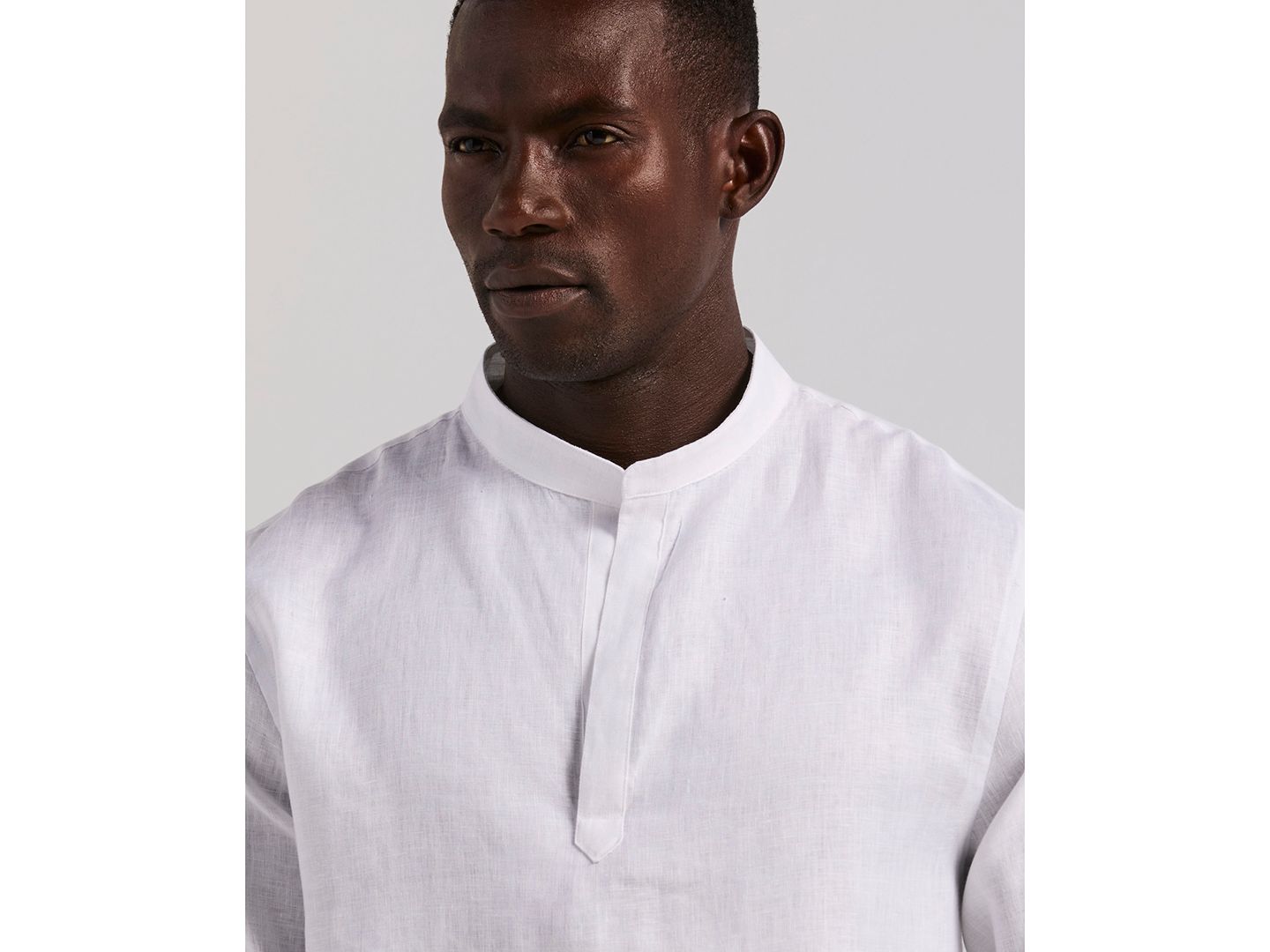 Мужская рубашка Perry Ellis Solid Linen Popover, цвет: Яркий белый — фото 4