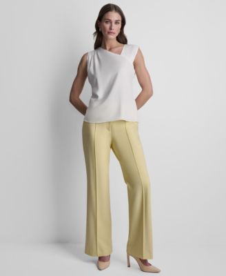 Women's Satin Asymmetric Neck Sleeveless Top