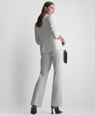 Women's Pinstripe One-Button Notch Collar Jacket